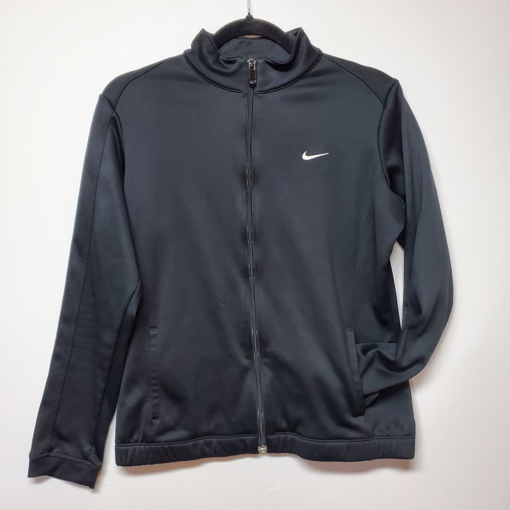 Vintage Therma- Fit Track Unisex Jacket Womens Sz M Black 4 Pockets Nike Swoosh